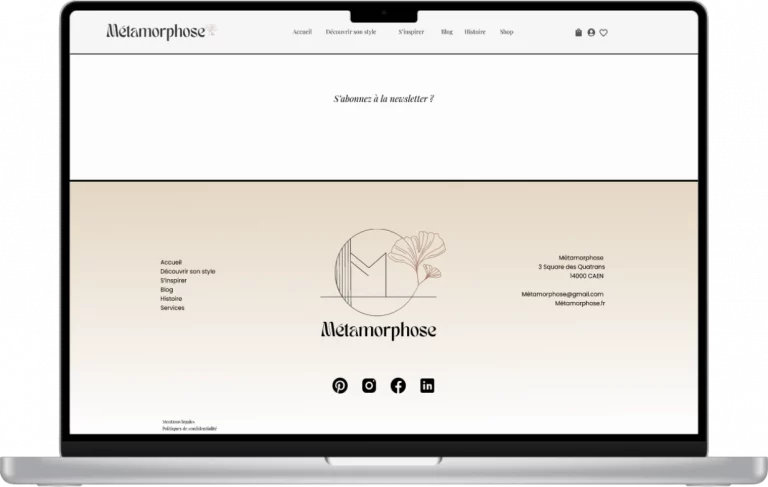 Maquette footer metamorphose